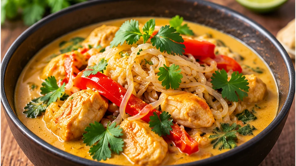 Shirataki noodles served with an Asian-style curry