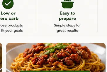 Shirataki noodles with tomato sauce